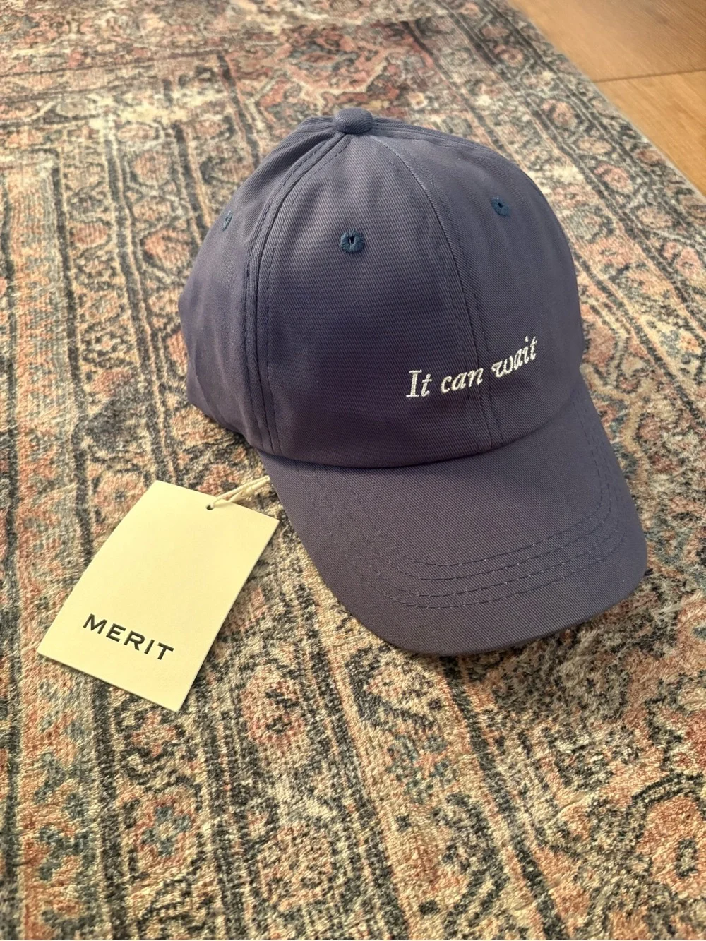 Merit Beauty - Navy - 'It Can Wait' Embroidered Baseball Cap - Women